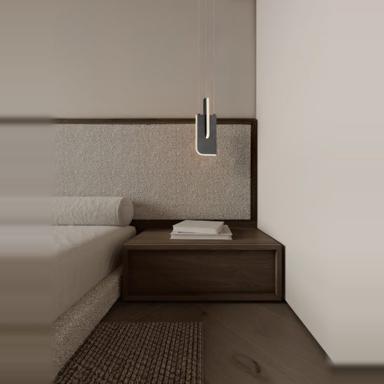 Lampada moderna a sospensione per comodini camera da letto grigio argento led 9w 3000k dimmerabile