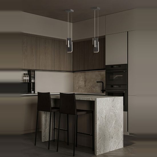 Lampada moderna a sospensione per cucina grigio argento led 11w 3000k dimmerabile