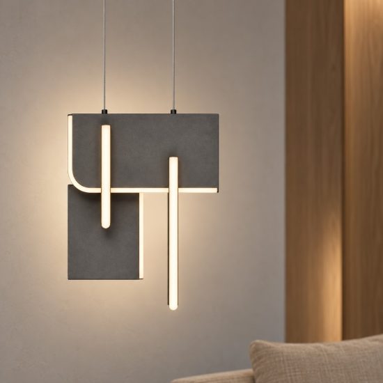 Lampadario moderno grigio argento led 20w 3000k dimmerabile