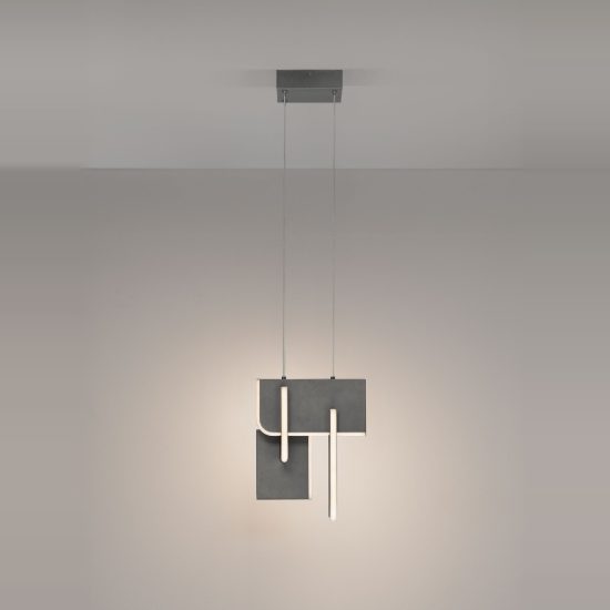 Lampadario moderno grigio argento led 20w 3000k dimmerabile