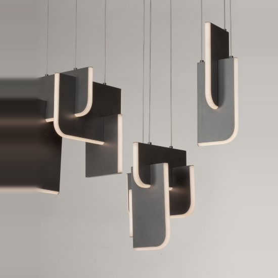 Lampadario a sospensione per soggiorno grigio argento led 20w 3000k 9 luci dimmerabile