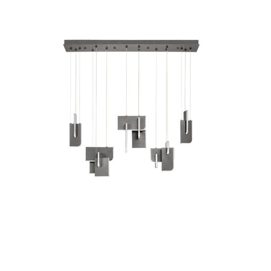 Lampadario a sospensione per soggiorno grigio argento led 20w 3000k 9 luci dimmerabile