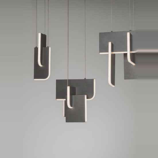 Lampadario a sospensione per soggiorno grigio argento led 20w 3000k 9 luci dimmerabile