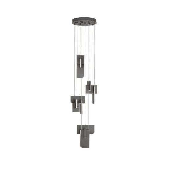 Lampadario a sospensione per soggiorno grigio argento led 52w 3000k 6 luci dimmerabile