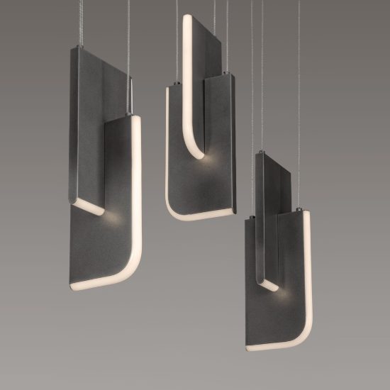 Lampadario a sospensione per soggiorno grigio argento led 36w 3000k 4 luci pendenti