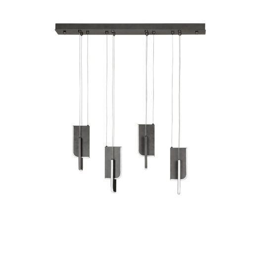 Lampadario a sospensione per soggiorno grigio argento led 36w 3000k 4 luci pendenti