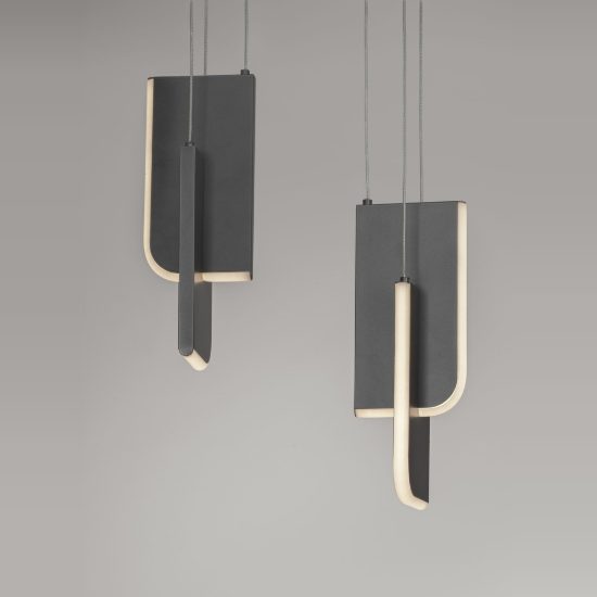Lampadario a sospensione per soggiorno grigio argento led 36w 3000k 4 luci pendenti