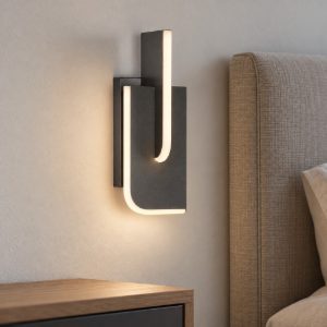 Applique moderna da comodino per camera daletto grigio argento led 9w 3000k dimmerabile