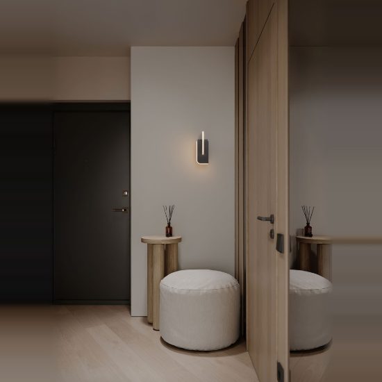 Applique moderna da comodino per camera daletto grigio argento led 9w 3000k dimmerabile