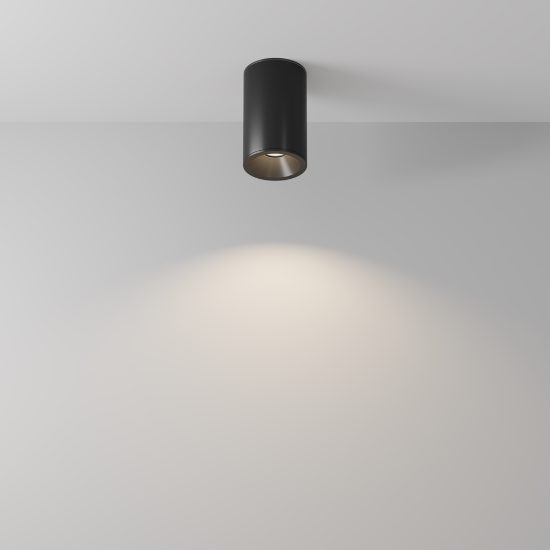 Maytoni zoom faretto moderno cilindro nero per bagno soffitto ip54 gu10