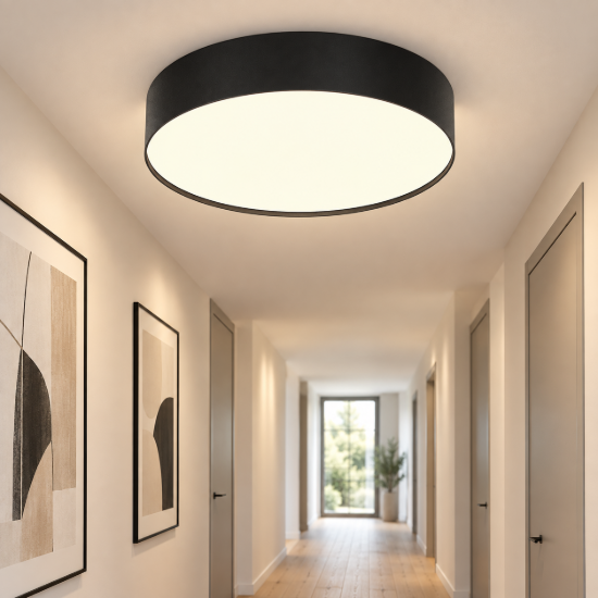 Plafoniera piccola tonda 22 cm nera led 3000k maytoni zon