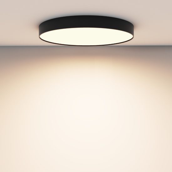 Grande plafoniera tonda per camera da letto nero led 3000k 60cm maytoni zon