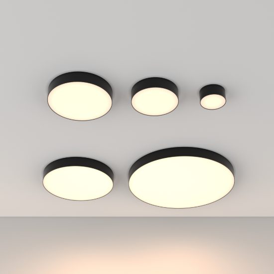 Grande plafoniera tonda per camera da letto nero led 3000k 60cm maytoni zon