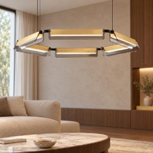 Lampadario a sospensione nero oro e grigio per soggiorno led 61w 3000k dimmerabile