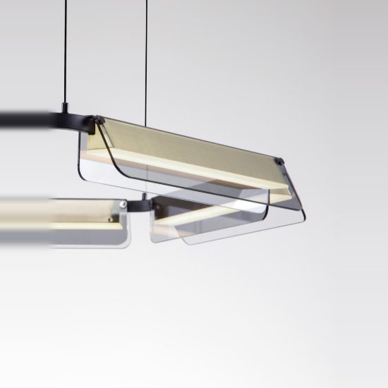 Lampadario a sospensione nero oro e grigio per soggiorno led 61w 3000k dimmerabile
