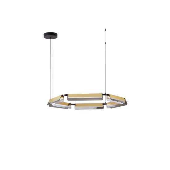 Lampadario a sospensione nero oro e grigio per soggiorno led 61w 3000k dimmerabile
