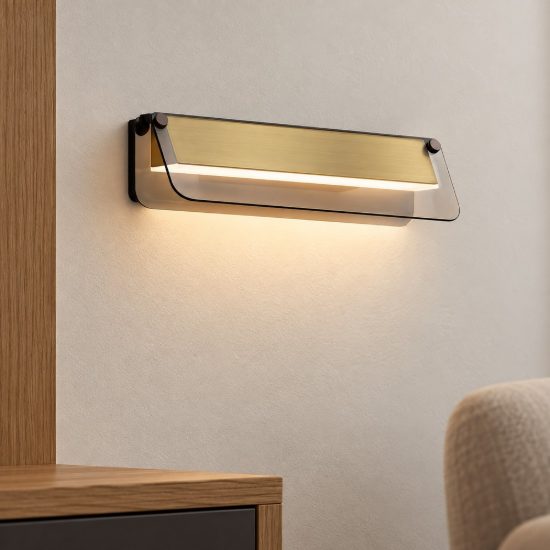 Applique nero oro e grigio per soggiorno moderno led 7w 3000k 30cm