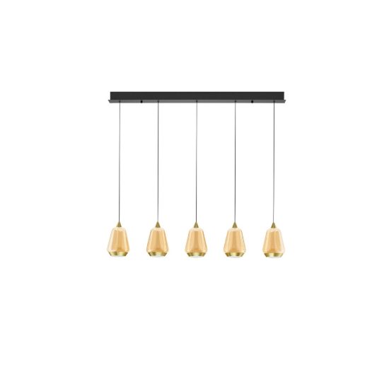 Lampadario led 37w 3000k 5 luci oro ottone nero champagne per soggiorno