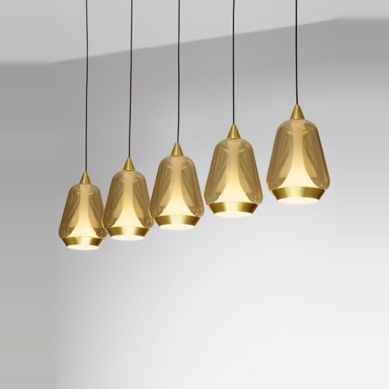 Lampadario led 37w 3000k 5 luci oro ottone nero champagne per soggiorno