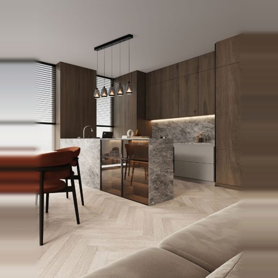 Lampadario a sospensione led 37w 3000k 5 luci dimmerabile fume e nero per soggiorno