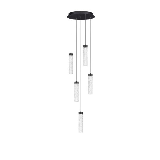 Lampadario per soggiorno nero a sospensione led 20w 3000k 5 luci dimmerabile