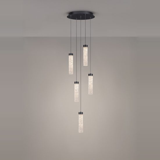 Lampadario per soggiorno nero a sospensione led 20w 3000k 5 luci dimmerabile