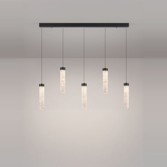 Lampadario per cucina nero a sospensione led 20w 3000k 5 luci dimmerabile
