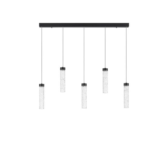 Lampadario per cucina nero a sospensione led 20w 3000k 5 luci dimmerabile