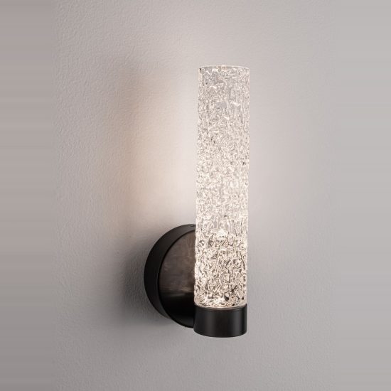 Applique moderna per soggiorno nera vetro da parete led 6w 3000k dimmerabile