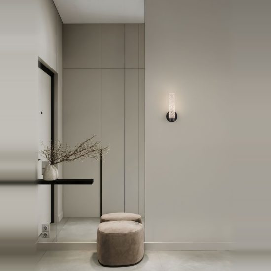 Applique moderna per soggiorno nera vetro da parete led 6w 3000k dimmerabile
