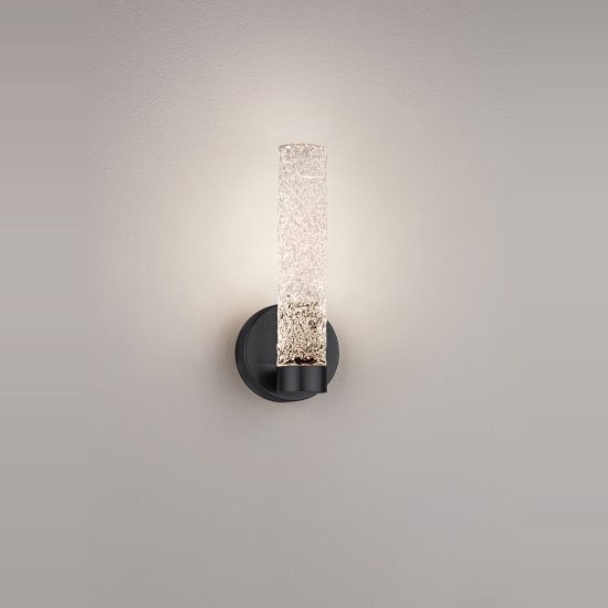 Applique moderna per soggiorno nera vetro da parete led 6w 3000k dimmerabile