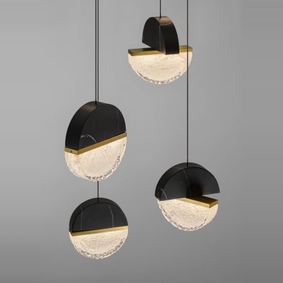 Lampadario a sospensione led 72w 3000k 13 luci dimmerabile per soggiorno nero oro ottone e bianco