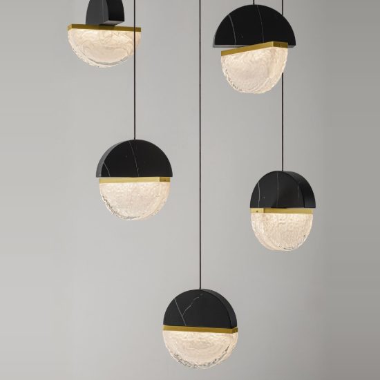 Lampadario a sospensione led 72w 3000k 13 luci dimmerabile per soggiorno nero oro ottone e bianco