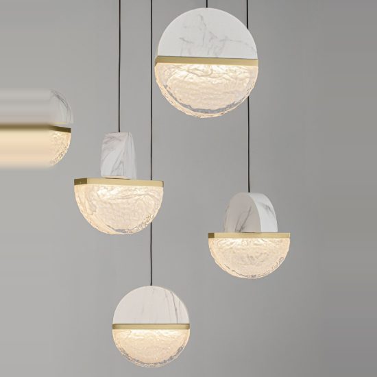 Lampadario a sospensione led 72w 3000k 13 luci per salone bianco oro ottone nero
