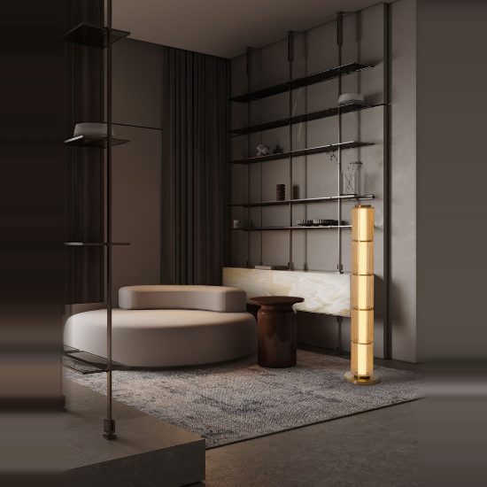 Lampada da terra piantana per salotto oro cilindro di vetro led 33w 3000k dimmerabile