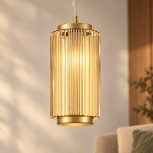 Lampada moderna a sospensione oro vetro led 10w 3000k dimmerabile