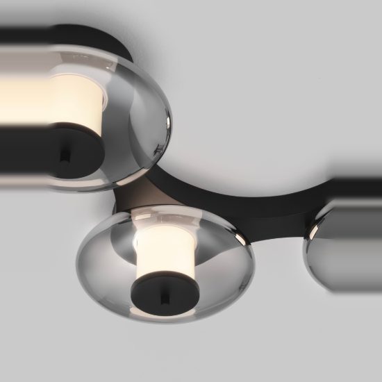 Plafoniera per camera da letto nero e grigio fume led 24w 3000k dimmerabile