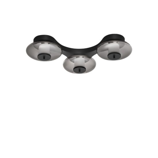Plafoniera per camera da letto nero e grigio fume led 24w 3000k dimmerabile