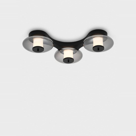 Plafoniera per camera da letto nero e grigio fume led 24w 3000k dimmerabile