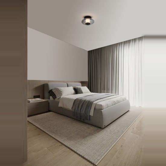 Plafoniera per camera da letto nero e grigio fume led 8w 3000k dimmerabile
