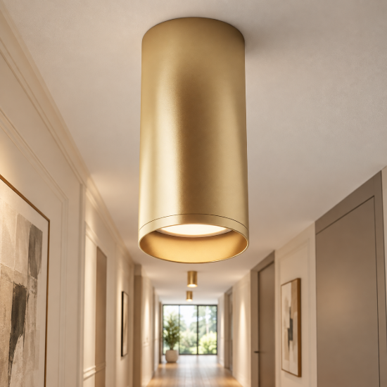 Faretto da soffitto gu10 cilindro oro opaco maytoni focus