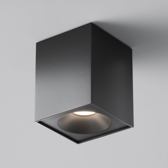 Maytoni zoom faretto cubico per bagno nero da soffitto ip54