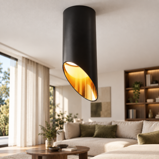 Maytoni lipari faretto da soffitto moderno cilindrico nero gu10