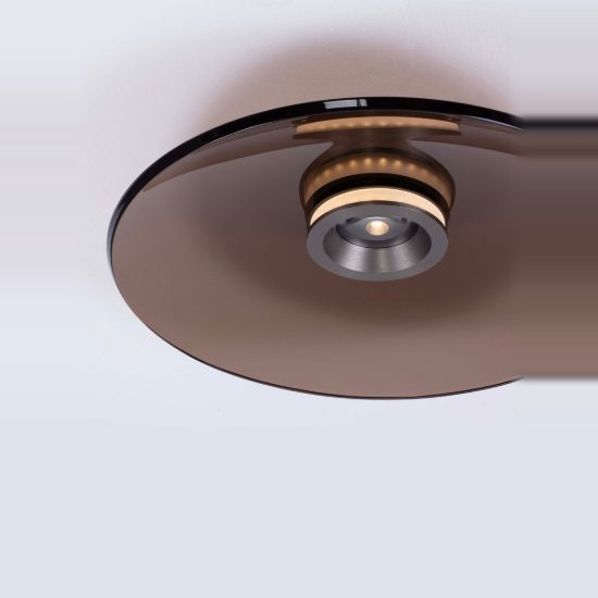 Plafoniera led 33w 3000k dimmerabile per camera da letto marrone scuro e nichel foggy
