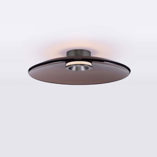 Plafoniera led 33w 3000k dimmerabile per camera da letto marrone scuro e nichel foggy