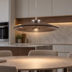 Lampadario a sospensione led 21w 3000k dimmerabile per cucina marrone scuro e nichel foggy