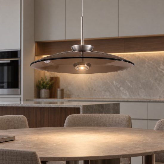 Lampadario a sospensione led 21w 3000k dimmerabile per cucina marrone scuro e nichel foggy