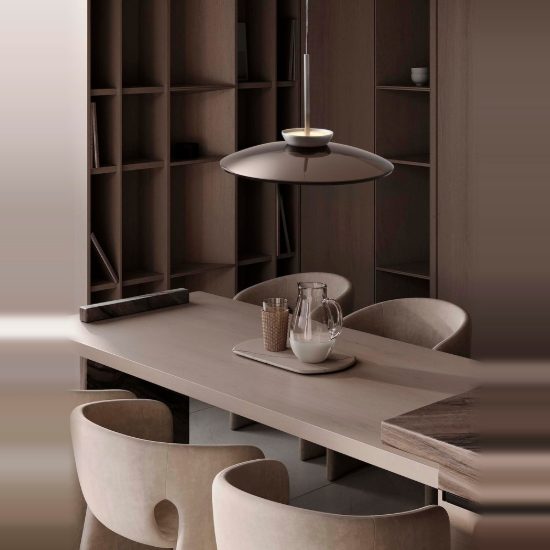 Lampadario a sospensione led 21w 3000k dimmerabile per cucina marrone scuro e nichel foggy