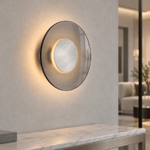 Applique da parete per soggiorno fume e nichel foggy led 17w 3000k