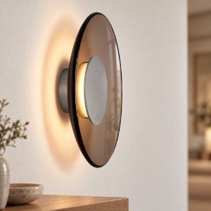 Applique piatto moderno led 17w 3000k marrone nichel per soggiorno